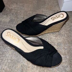 Circus by Sam Edelman Black Knotted Espadrille Wedge Mules